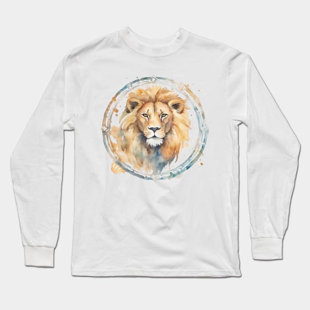 Leo watercolor Lion Zodiac Sign Long Sleeve T-Shirt by SpringDesign888